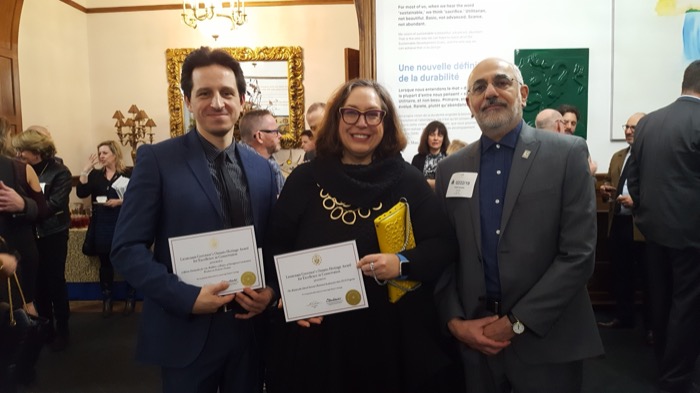 Carolyn Podruchny receiving the Lieutenant Governor's Heritage Award at Queen's Park